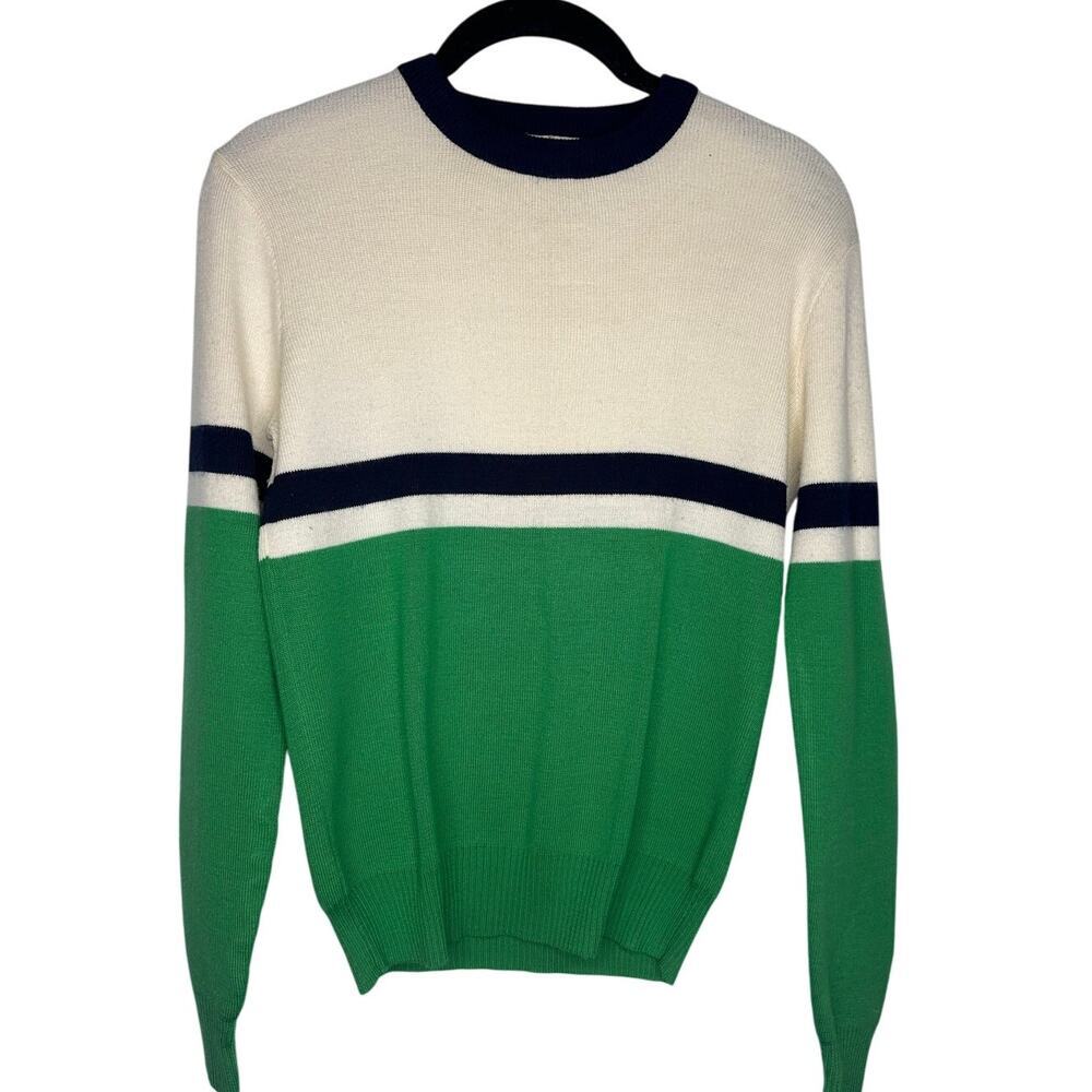 Number 1 Sun Vintage Crewneck Sweater Women's Size Medium Wool Blend Color Block